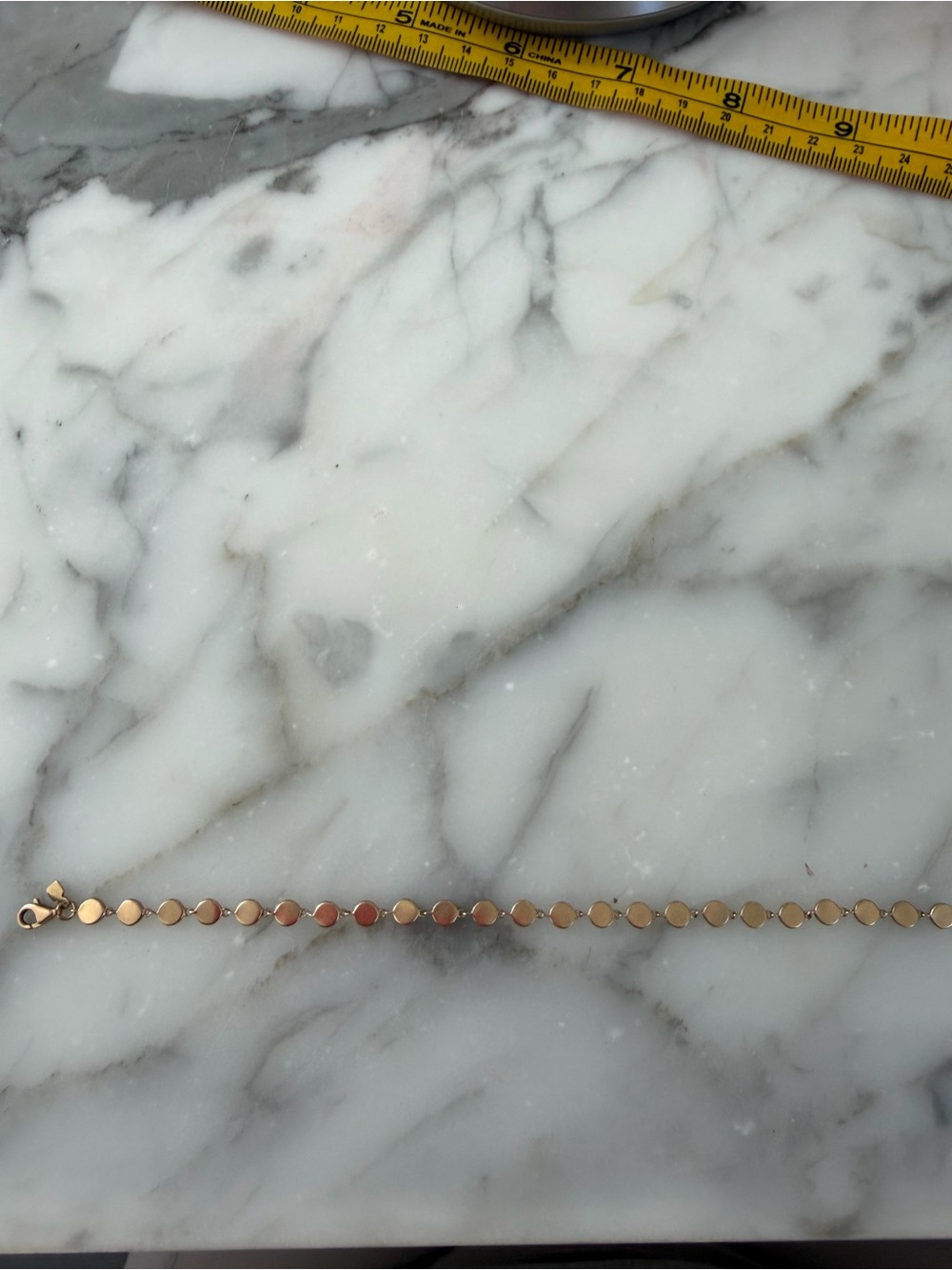 14k Gold and natural diamond disc bracelet. - Picture 6 of 7